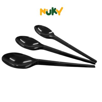 Muỗng nhựa đen trà sữa
